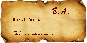 Bakai Anina névjegykártya